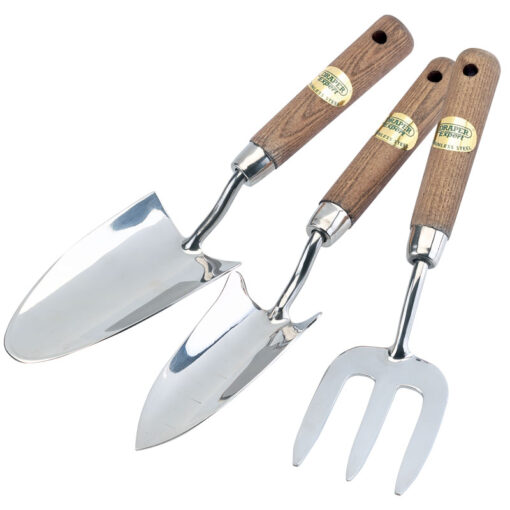 Draper FTT/ASH/SET Stainless Steel Hand Fork and Trowels Set with Ash Handles (3 Piece)