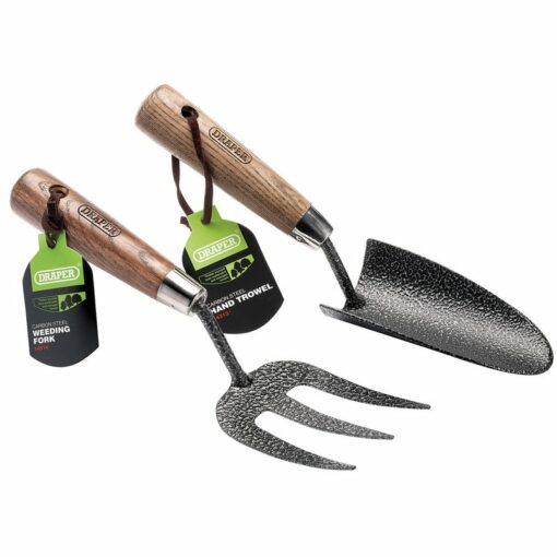 Draper GCAFT2/I Carbon Steel Heavy Duty Hand Fork and Trowel Set with Ash Handles (2 Piece)