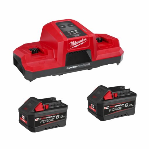 MILWAUKEE DUAL 6.0AH FORGE BATTERIES & SUPER CHARGER DUAL BAY PACK