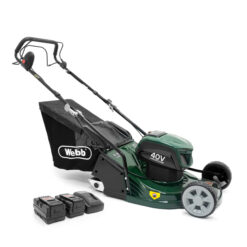 Webb WERR17LISPX2 43cm (17″) Cordless Self Propelled Rear Roller Rotary Lawn Mower with 2 Batteries & Charger