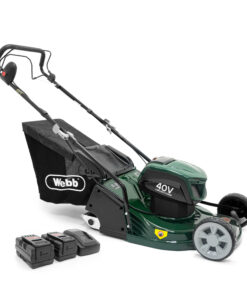 Webb WERR17LISPX2 43cm (17″) Cordless Self Propelled Rear Roller Rotary Lawn Mower with 2 Batteries & Charger